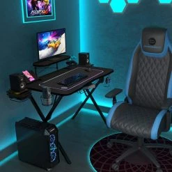 45 in. Gaming Computer Desk Pro Black with Mouse Pad by Atlantic -Loungie Sales Shop black atlantic computer desks 38436290 31 1000