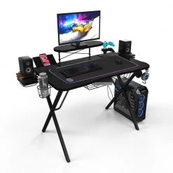 45 in. Gaming Computer Desk Pro Black with Mouse Pad by Atlantic -Loungie Sales Shop black atlantic computer desks 38436290 c3 1000