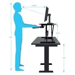 Black 37 in. Height Adjustable Extra-Large Standing Desk Converter Sit to Stand Dual Monitor Gas Spring Desktop Riser by Atlantic -Loungie Sales Shop black atlantic standing desks 33908130 fa 1000