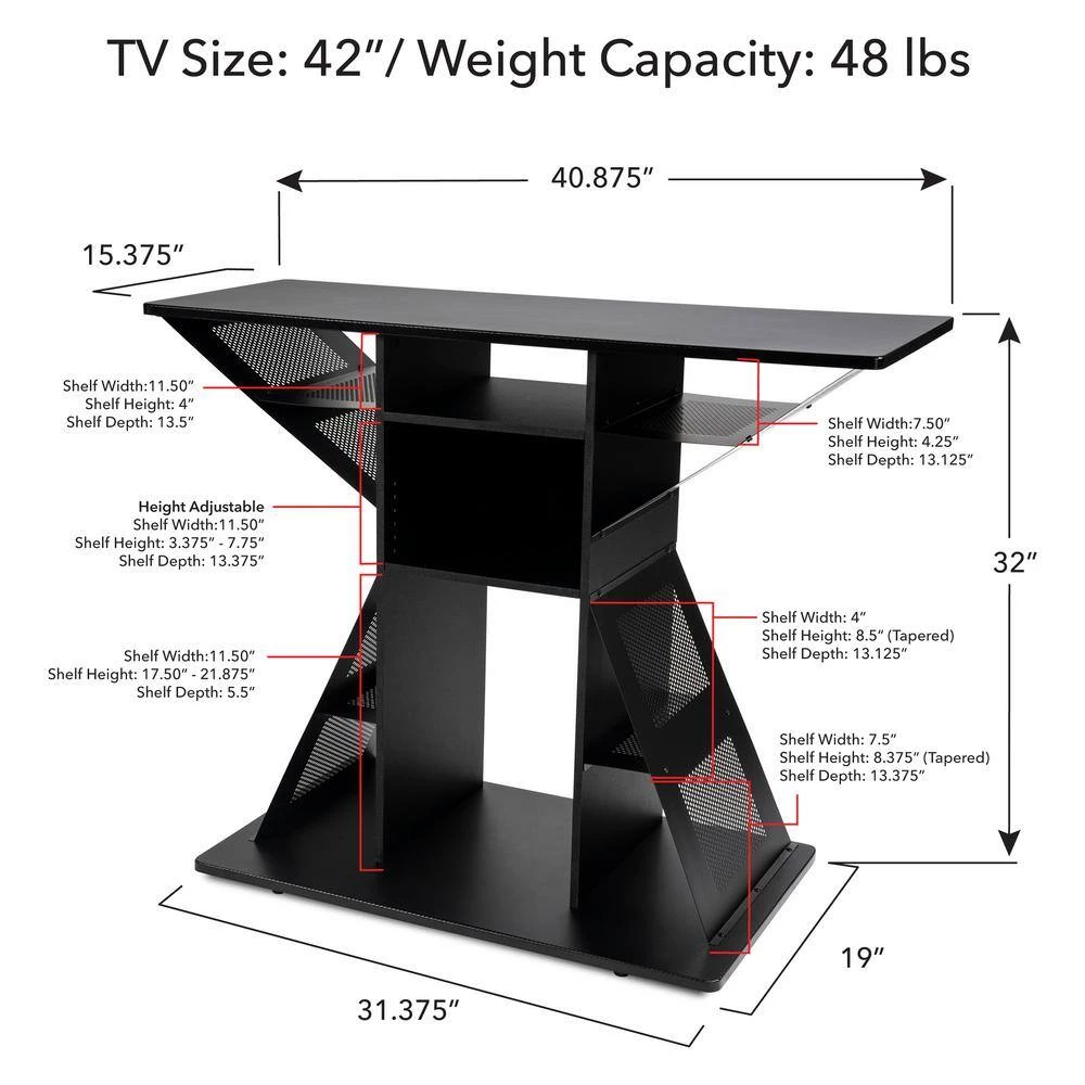 Phoenix Hub 32.25 in. Black TV Stand Fits TV's up to 42 in. with Cable Management by Atlantic 8 Phoenix Hub 32.25 in. Black TV Stand Fits TV's up to 42 in. with Cable Management by Atlantic - Image 6