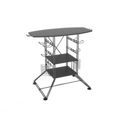 Centipede Game Storage and TV Stand with Black Carbon Fiber Top and Black Steel by Atlantic