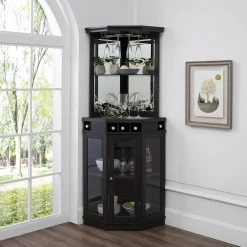 Home Source Arms Corner Charcoal Bar Unit by Home Source Industries -Loungie Sales Shop black home source industries bar cabinets dc03 ch hd 31 1000