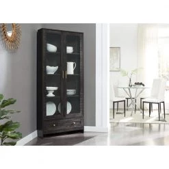 Home Source Display Storage Cabinet in Black with Glass Doors by Home Source Industries -Loungie Sales Shop black home source industries bar cabinets h 5586 bl hd 31 1000
