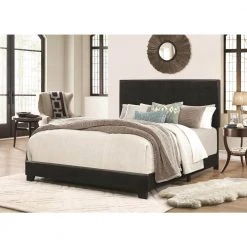 Home Source Lypham Queen-Size Black Faux Leather Bed by Home Source Industries 10 Home Source Lypham Queen-Size Black Faux Leather Bed by Home Source Industries -Loungie Sales Shop black home source industries panel beds h 1016 qb mop 31 1000