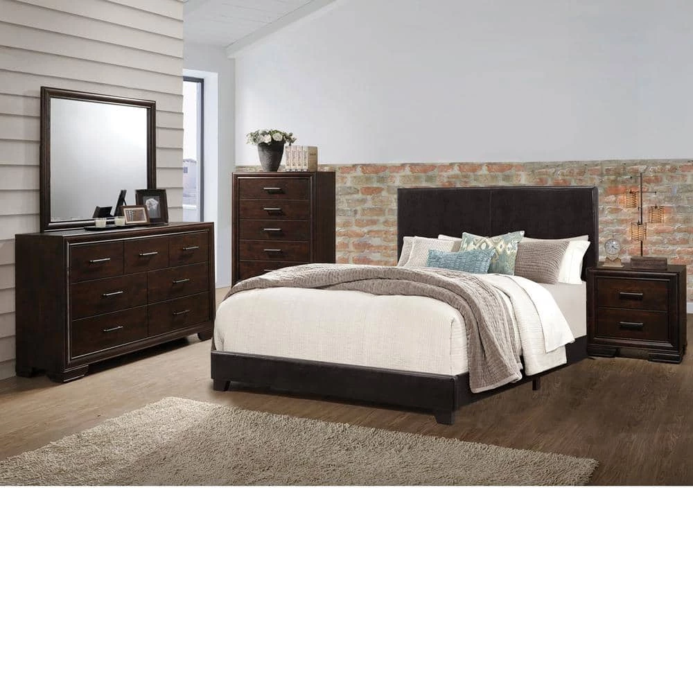 Home Source Lypham Queen-Size Black Faux Leather Bed by Home Source Industries 5 Home Source Lypham Queen-Size Black Faux Leather Bed by Home Source Industries - Image 4