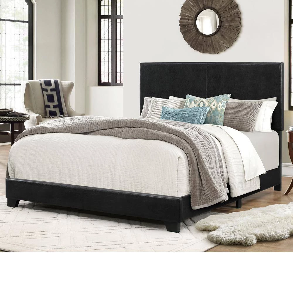 Home Source Lypham Queen-Size Black Faux Leather Bed by Home Source Industries 4 Home Source Lypham Queen-Size Black Faux Leather Bed by Home Source Industries - Image 3
