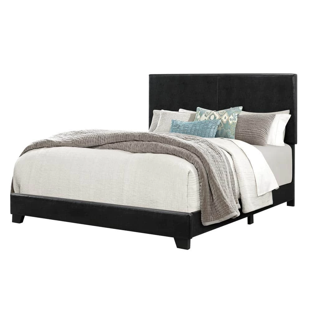 Home Source Lypham Queen-Size Black Faux Leather Bed by Home Source Industries 3 Home Source Lypham Queen-Size Black Faux Leather Bed by Home Source Industries - Image 2
