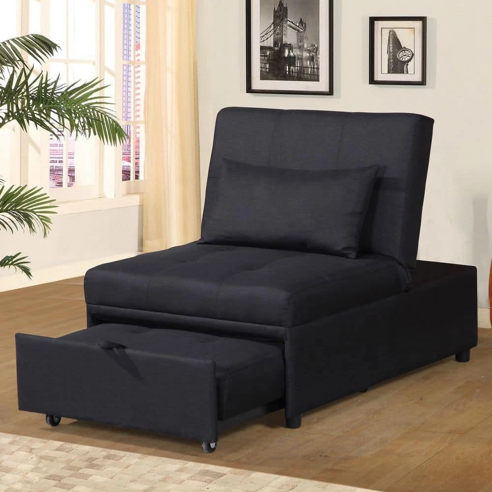 Home Source Abbie Black Convertible Chair by Home Source Industries 8 Home Source Abbie Black Convertible Chair by Home Source Industries - Image 6