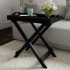 Black Wooden Folding End Table with Removable Tray by Lavish Home -Loungie Sales Shop black lavish home end side tables hw0200184 64 1000