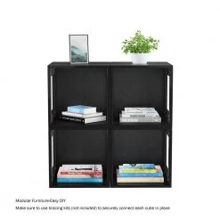 Stackable Minimalist Modular Open-Sided Cube Table Black by Lavish Home 16 Stackable Minimalist Modular Open-Sided Cube Table Black by Lavish Home -Loungie Sales Shop black lavish home end side tables hw0200197 1f 1000