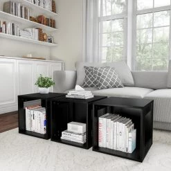 Stackable Minimalist Modular Open-Sided Cube Table Black by Lavish Home 19 Stackable Minimalist Modular Open-Sided Cube Table Black by Lavish Home -Loungie Sales Shop black lavish home end side tables hw0200197 31 1000