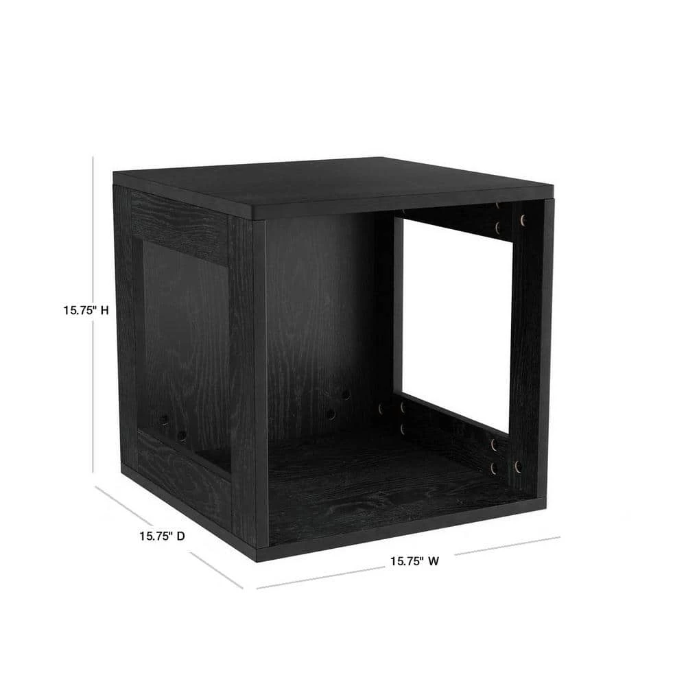 Stackable Minimalist Modular Open-Sided Cube Table Black by Lavish Home 5 Stackable Minimalist Modular Open-Sided Cube Table Black by Lavish Home - Image 3