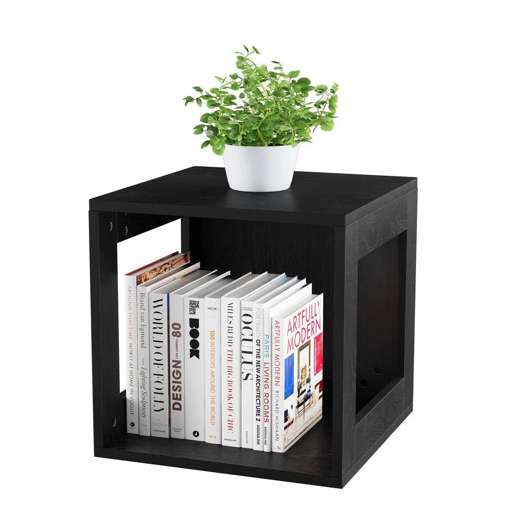Stackable Minimalist Modular Open-Sided Cube Table Black by Lavish Home 7 Stackable Minimalist Modular Open-Sided Cube Table Black by Lavish Home - Image 5