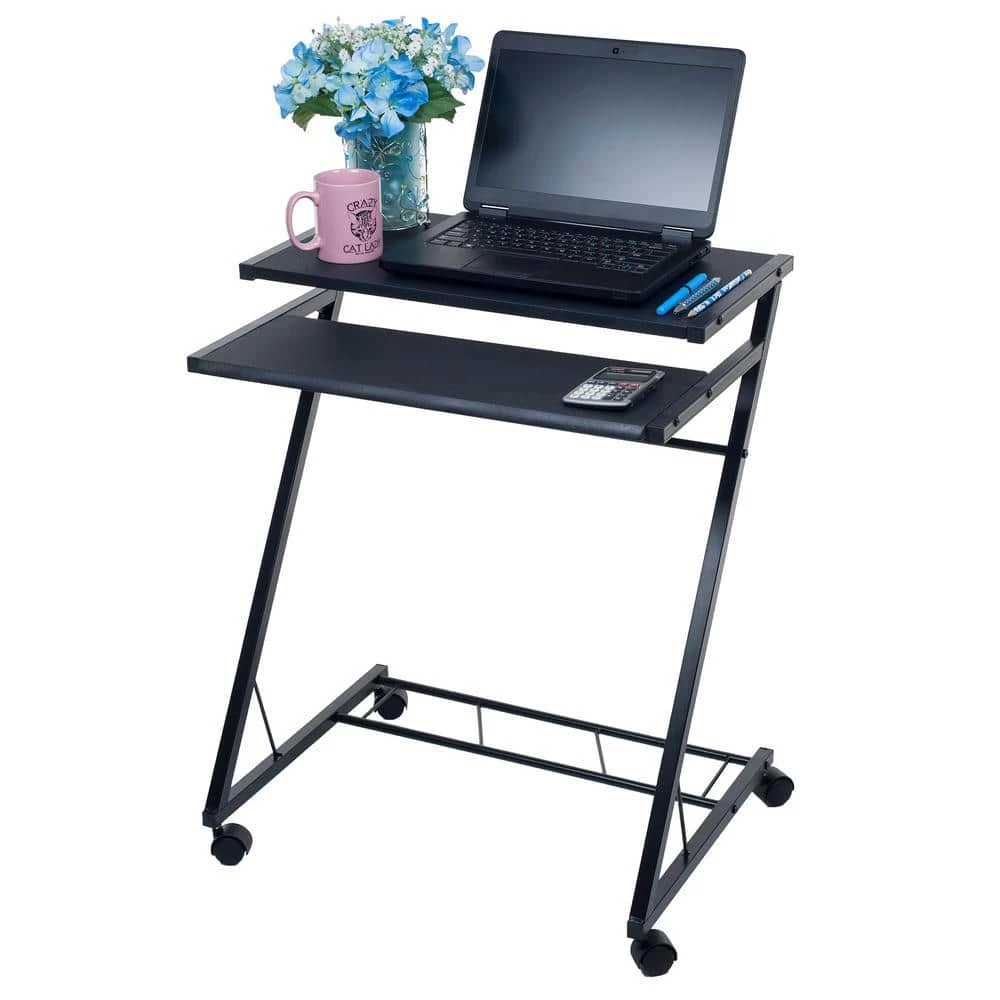17.6 in. Rectangular Black Laptop Desks with Wheels by Lavish Home 4 17.6 in. Rectangular Black Laptop Desks with Wheels by Lavish Home - Image 2