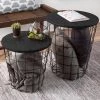Black 2-Piece Nesting Veneer Metal and Wood Round Accent Table Set by Lavish Home -Loungie Sales Shop black lavish home nesting tables hw0200329 64 1000