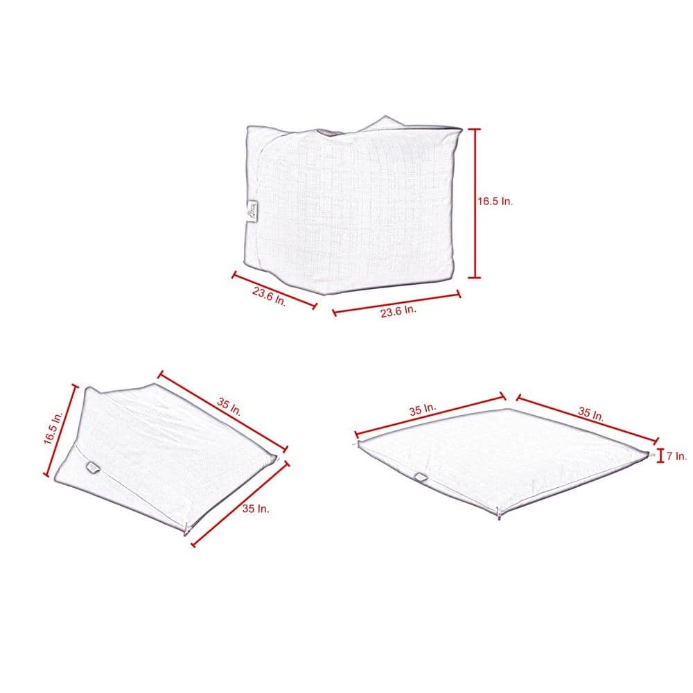 Magic Pouf Black Linen Bean Bag Chair Convertible Ottoman/Floor Pillow by Loungie 4 Magic Pouf Black Linen Bean Bag Chair Convertible Ottoman/Floor Pillow by Loungie - Image 2