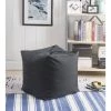 Magic Pouf Black Linen Bean Bag Chair Convertible Ottoman/Floor Pillow by Loungie -Loungie Sales Shop black linen loungie bean bag chairs bb81 03bk hd 64 1000