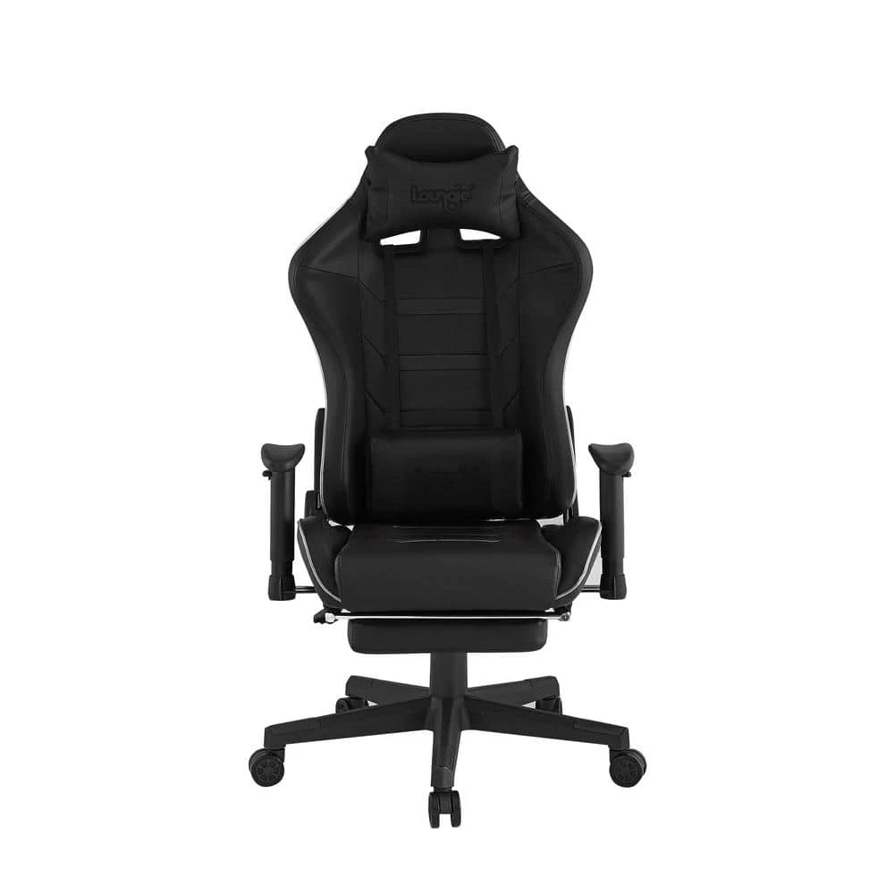 Rickey Black Faux Leather Game Chair Swivel, Adjustable Back Angle, Seat Height and Armrest by Loungie 3 Rickey Black Faux Leather Game Chair Swivel, Adjustable Back Angle, Seat Height and Armrest by Loungie