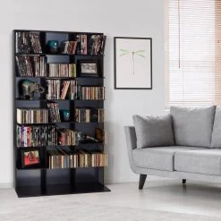 Elite Media Storage Cabinet Medium 609CD's/420DVD's/483 Blu-ray, Black by Atlantic -Loungie Sales Shop black silver atlantic media storage 35435742 31 1000