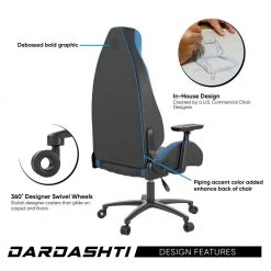 Dardashti Gaming Chair - Commercial Grade, Ergonomic, Cobalt Blue by Atlantic -Loungie Sales Shop blue atlantic gaming chairs 78050355 4f 1000