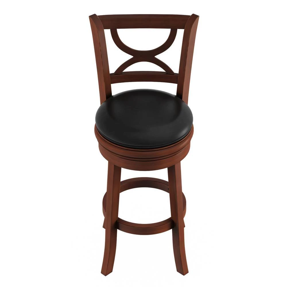42.5 in. Dark Wood Curved Back Wooden Swivel Bar Stool by Lavish Home 4 42.5 in. Dark Wood Curved Back Wooden Swivel Bar Stool by Lavish Home - Image 2