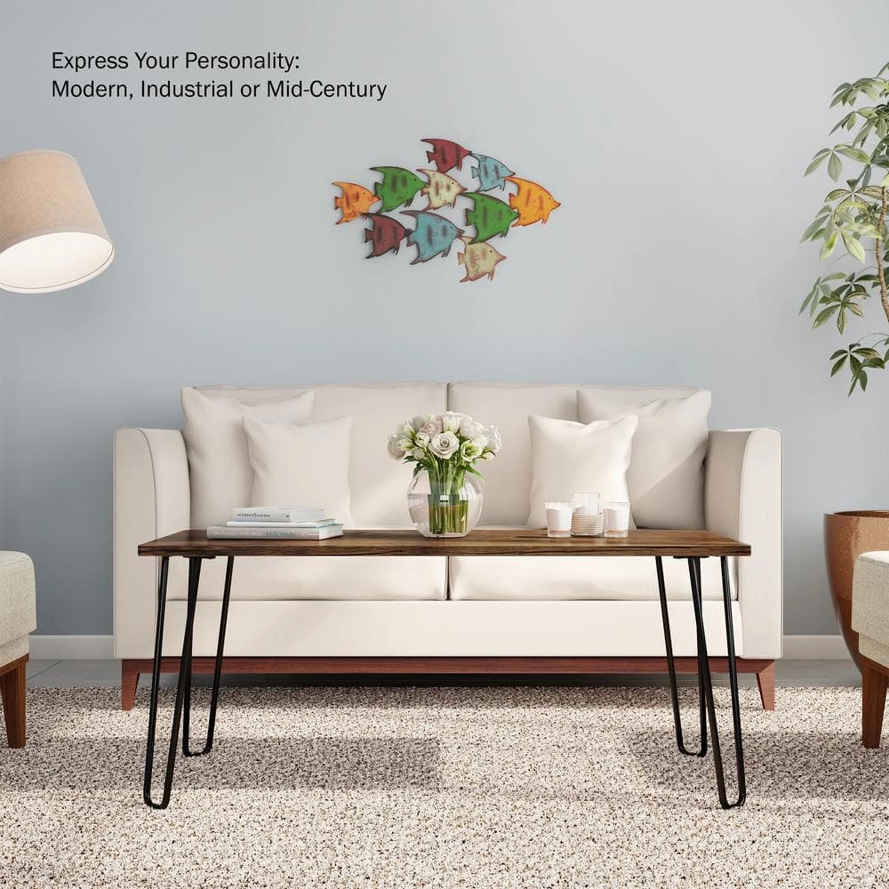 41.25 in. Brown Rectangle Woodgrain-Look Coffee Table with Hairpin Legs by Lavish Home 8 41.25 in. Brown Rectangle Woodgrain-Look Coffee Table with Hairpin Legs by Lavish Home - Image 6