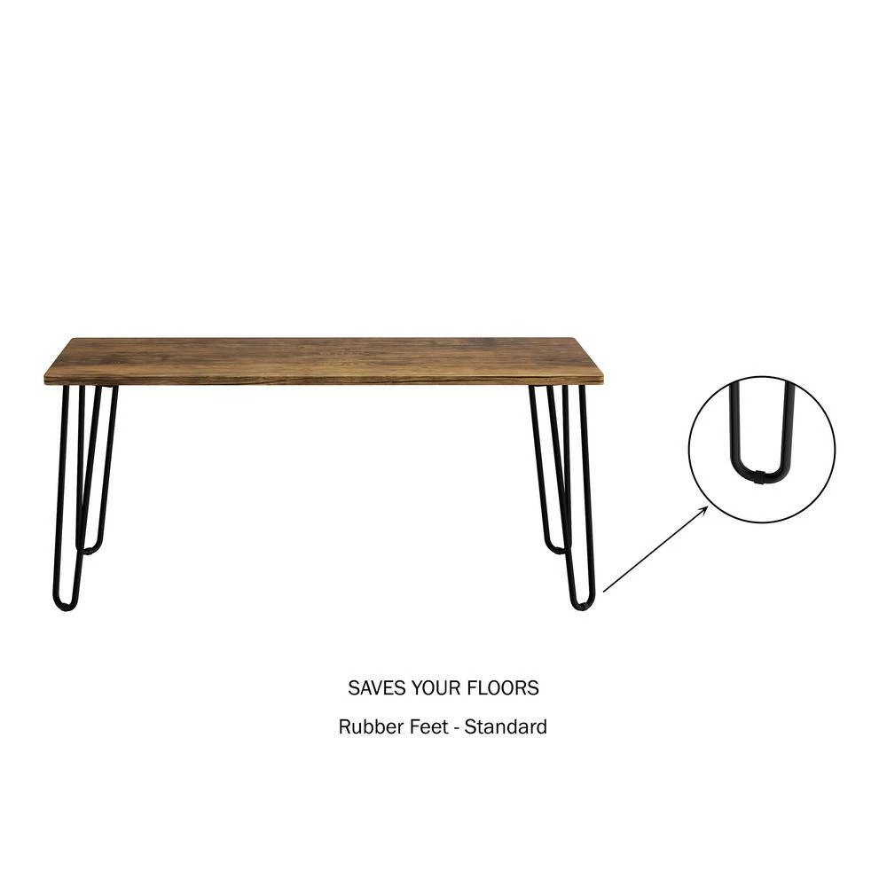 41.25 in. Brown Rectangle Woodgrain-Look Coffee Table with Hairpin Legs by Lavish Home 6 41.25 in. Brown Rectangle Woodgrain-Look Coffee Table with Hairpin Legs by Lavish Home - Image 4