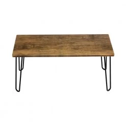 41.25 in. Brown Rectangle Woodgrain-Look Coffee Table with Hairpin Legs by Lavish Home