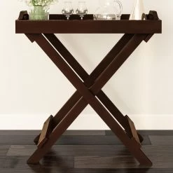 12.5 in. Brown MDF Wood Folding End Tables With Removable Top (Set of 2) by Lavish Home -Loungie Sales Shop brown lavish home end side tables 80 endtbl 17 2 31 1000