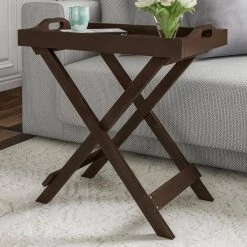 12.5 in. Brown MDF Wood Folding End Tables With Removable Top (Set of 2) by Lavish Home -Loungie Sales Shop brown lavish home end side tables 80 endtbl 17 2 44 1000