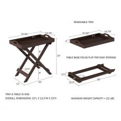 12.5 in. Brown MDF Wood Folding End Tables With Removable Top (Set of 2) by Lavish Home -Loungie Sales Shop brown lavish home end side tables 80 endtbl 17 2 4f 1000