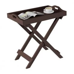 12.5 in. Brown MDF Wood Folding End Tables With Removable Top (Set of 2) by Lavish Home -Loungie Sales Shop brown lavish home end side tables 80 endtbl 17 2 c3 1000