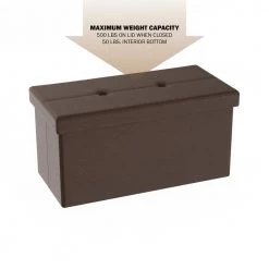 Brown Faux Leather Large Foldable Storage Bench Ottoman by Lavish Home -Loungie Sales Shop brown lavish home ottomans hw0200168 4f 1000