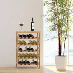 25-Bottle Brown Floor Wine Rack by Lavish Home 12 25-Bottle Brown Floor Wine Rack by Lavish Home -Loungie Sales Shop brown lavish home wine racks 83 17 1f 1000