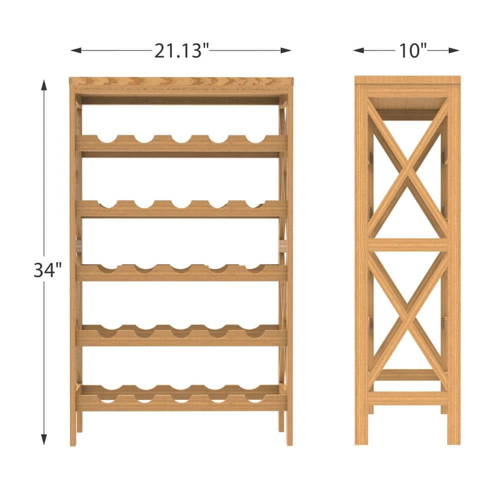 25-Bottle Brown Floor Wine Rack by Lavish Home 4 25-Bottle Brown Floor Wine Rack by Lavish Home - Image 2
