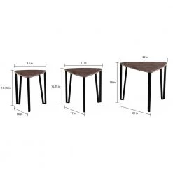 Modern Woodgrain Contemporary Nesting Accent Tables (Set of 3) by Lavish Home -Loungie Sales Shop brown woodgrain look with black legs lavish home nesting tables hw0200174 c3 1000