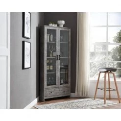 Home Source Display Storage Cabinet in Cement with Glass Doors by Home Source Industries 9 Home Source Display Storage Cabinet in Cement with Glass Doors by Home Source Industries -Loungie Sales Shop cement home source industries bar cabinets h 5586 ce hd 31 1000