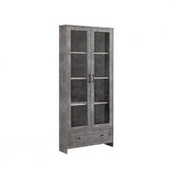 Home Source Display Storage Cabinet in Cement with Glass Doors by Home Source Industries