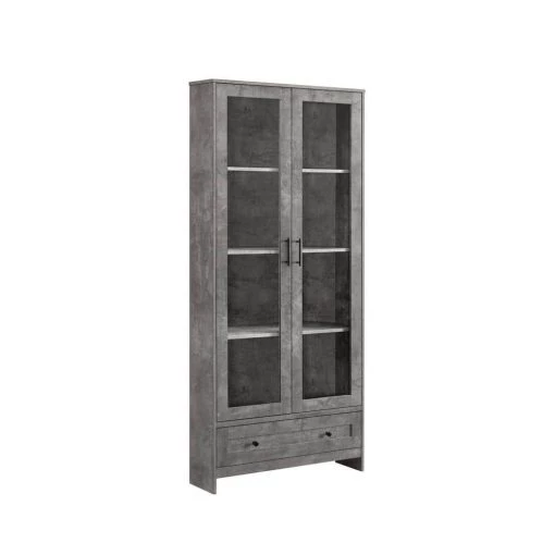 Home Source Display Storage Cabinet in Cement with Glass Doors by Home Source Industries -Loungie Sales Shop cement home source industries bar cabinets h 5586 ce hd 64 1000
