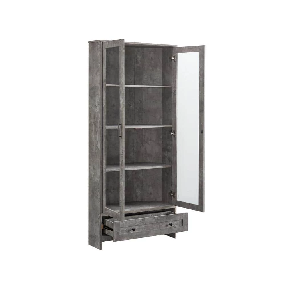 Home Source Display Storage Cabinet in Cement with Glass Doors by Home Source Industries 5 Home Source Display Storage Cabinet in Cement with Glass Doors by Home Source Industries - Image 3