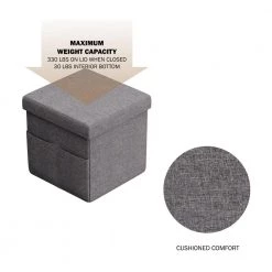 Gray Foldable Storage Cube Ottoman with Pockets (Set of 2) by Lavish Home -Loungie Sales Shop charcoal gray lavish home ottomans hw0200161 1f 1000