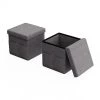 Gray Foldable Storage Cube Ottoman with Pockets (Set of 2) by Lavish Home