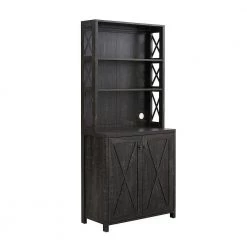 Home Source Elegant Charcoal Bar Cabinet Kitchen Cabinet with Microwave Stand by Home Source Industries