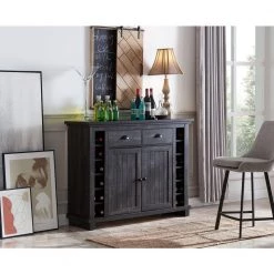 Home Source Charcoal Bar Cabinet with Stem Glass Placement by Home Source Industries -Loungie Sales Shop charcoal home source industries bar cabinets dc54 cha hd 31 1000