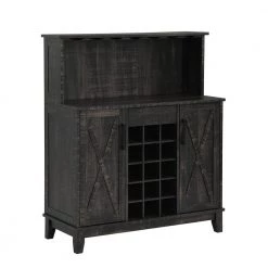 Home Source Charcoal Silo-Style Microwave Stand and Bar Cabinet Unit by Home Source Industries