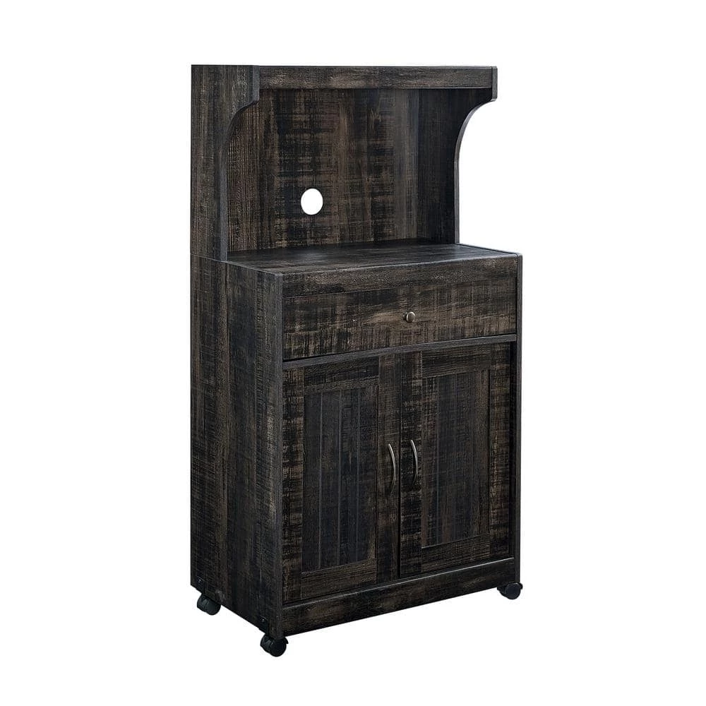 Home Source Lewisburg Charcoal Microwave Cart with Double Door Cabinet by Home Source Industries 3 Home Source Lewisburg Charcoal Microwave Cart with Double Door Cabinet by Home Source Industries