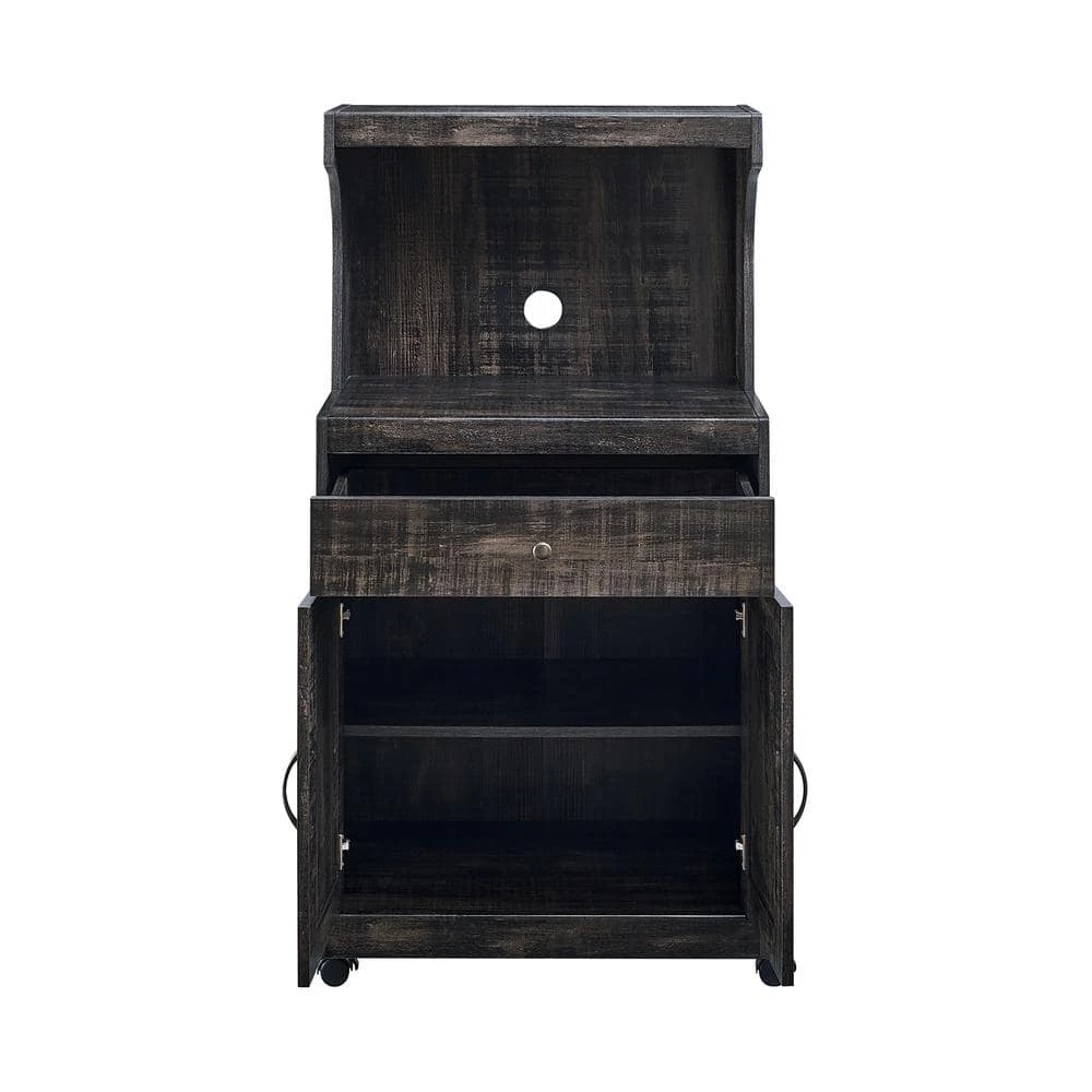 Home Source Lewisburg Charcoal Microwave Cart with Double Door Cabinet by Home Source Industries 4 Home Source Lewisburg Charcoal Microwave Cart with Double Door Cabinet by Home Source Industries - Image 2