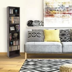 Herrin Charcoal Gray Adjustable Media Cabinet by Atlantic -Loungie Sales Shop chestnut atlantic accent cabinets 74736264 31 1000