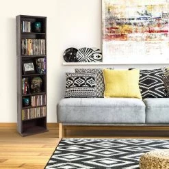 Herrin Charcoal Gray Adjustable Media Cabinet by Atlantic -Loungie Sales Shop chestnut atlantic accent cabinets 74736264 4f 1000