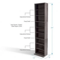 Herrin Charcoal Gray Adjustable Media Cabinet by Atlantic -Loungie Sales Shop chestnut atlantic accent cabinets 74736264 77 1000